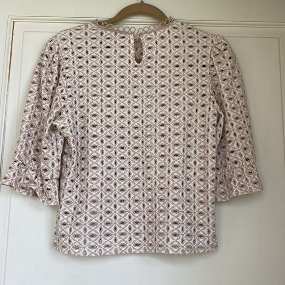 NEW Without Tag Cotton Blend Eyelet Puff Sleeve Blouse - Picture 6 of 7